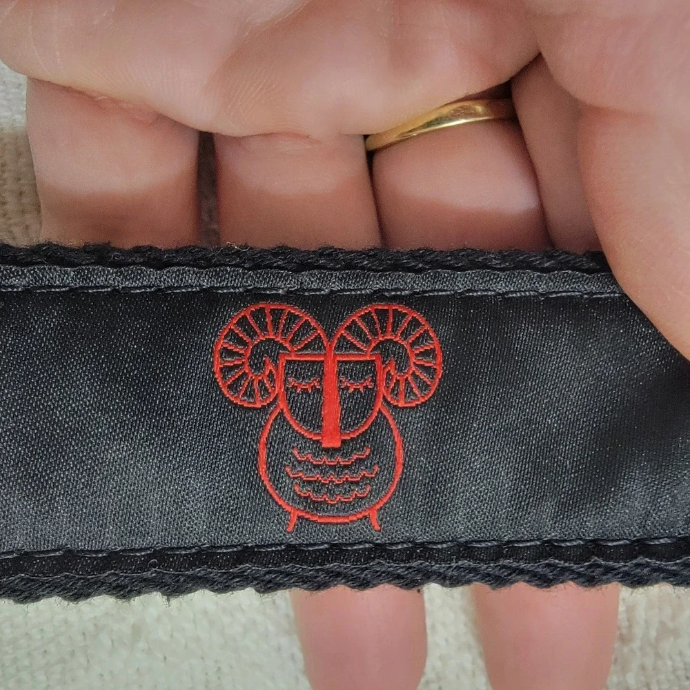 YRI Mens Belt Black Canvas Red Ram Design Solid Brass Buckle Made in USA‎ 38/95